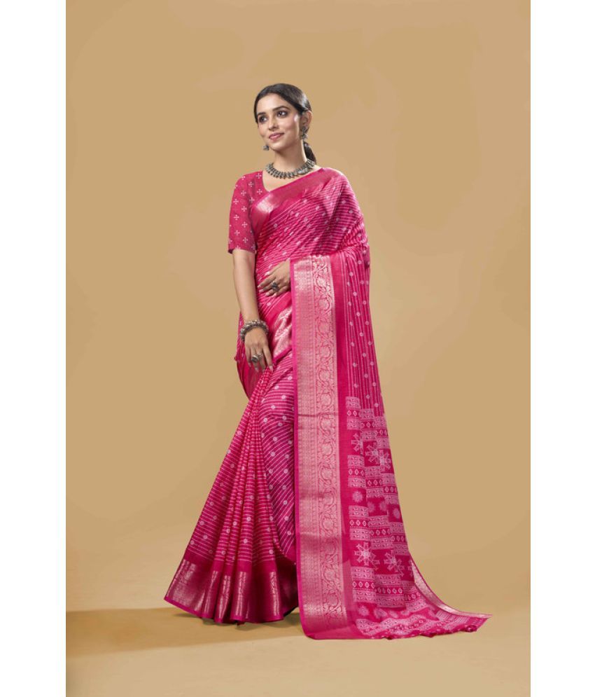     			Sanwariya Silk Silk Blend Printed Saree With Blouse Piece - Rani ( Pack of 1 )