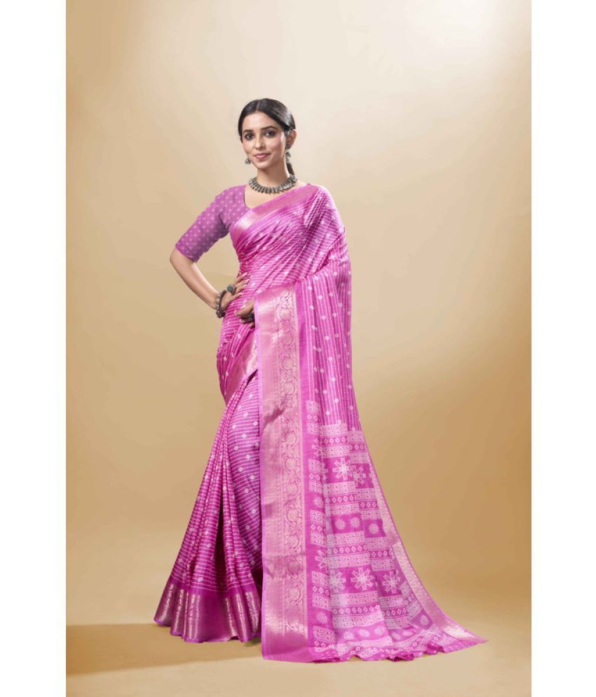     			Sanwariya Silk Silk Blend Printed Saree With Blouse Piece - Pink ( Pack of 1 )