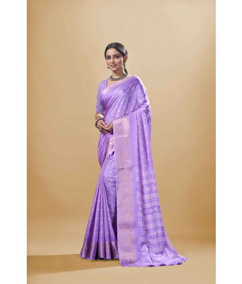     			Sanwariya Silk Silk Blend Printed Saree With Blouse Piece - Purple ( Pack of 1 )