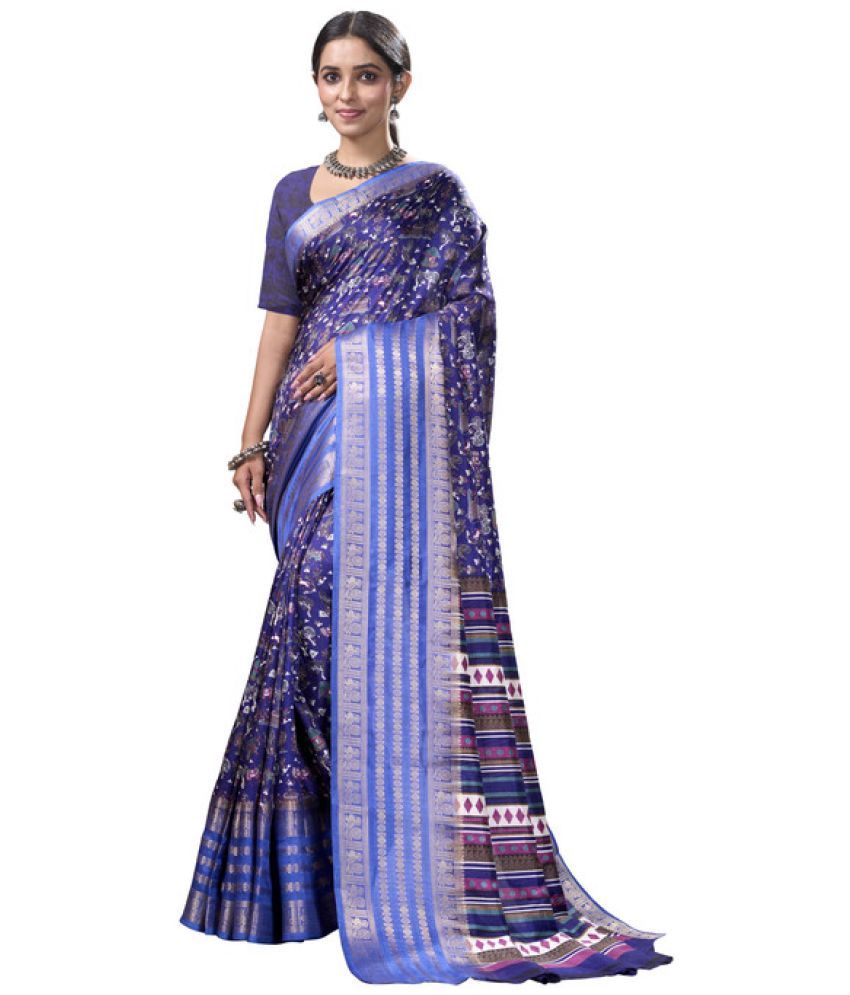     			Sanwariya Silk Silk Blend Printed Saree With Blouse Piece - Navy Blue ( Pack of 1 )