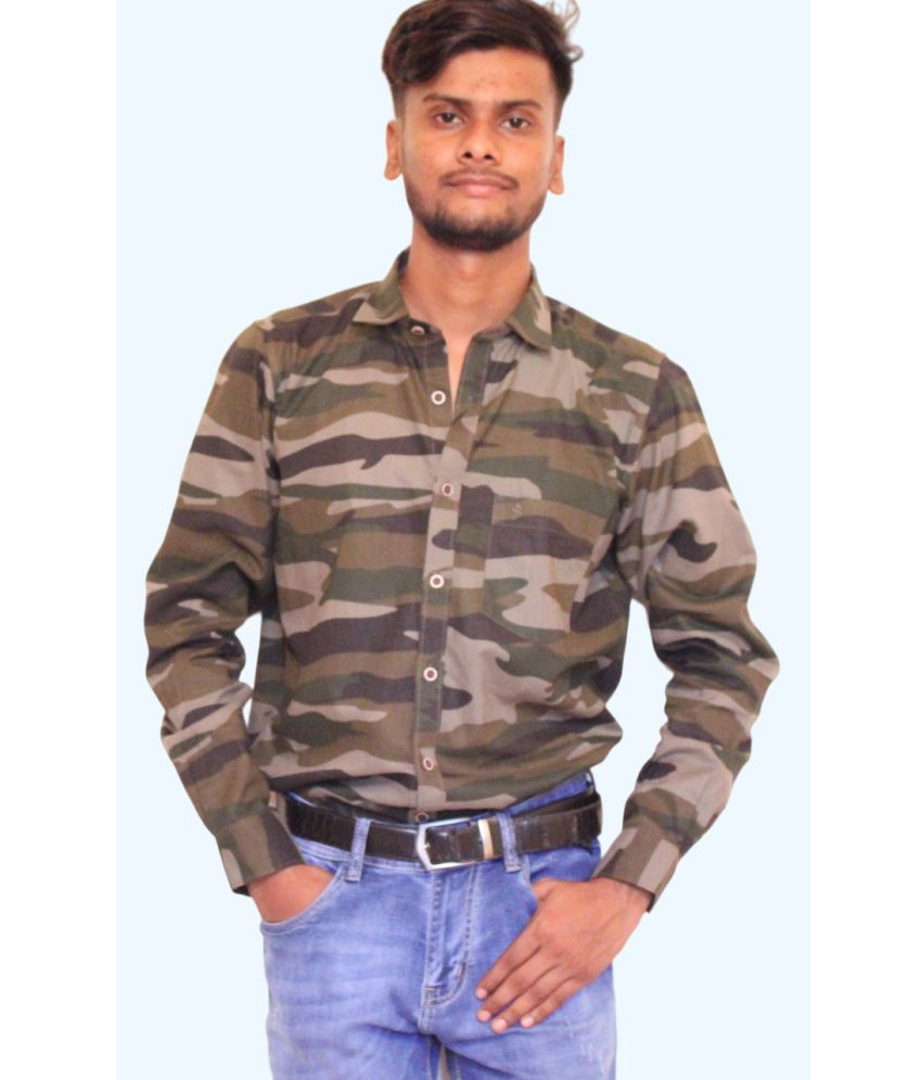     			Shubh paridhaan Cotton Blend Slim Fit Printed Full Sleeves Men's Casual Shirt - Khaki ( Pack of 1 )