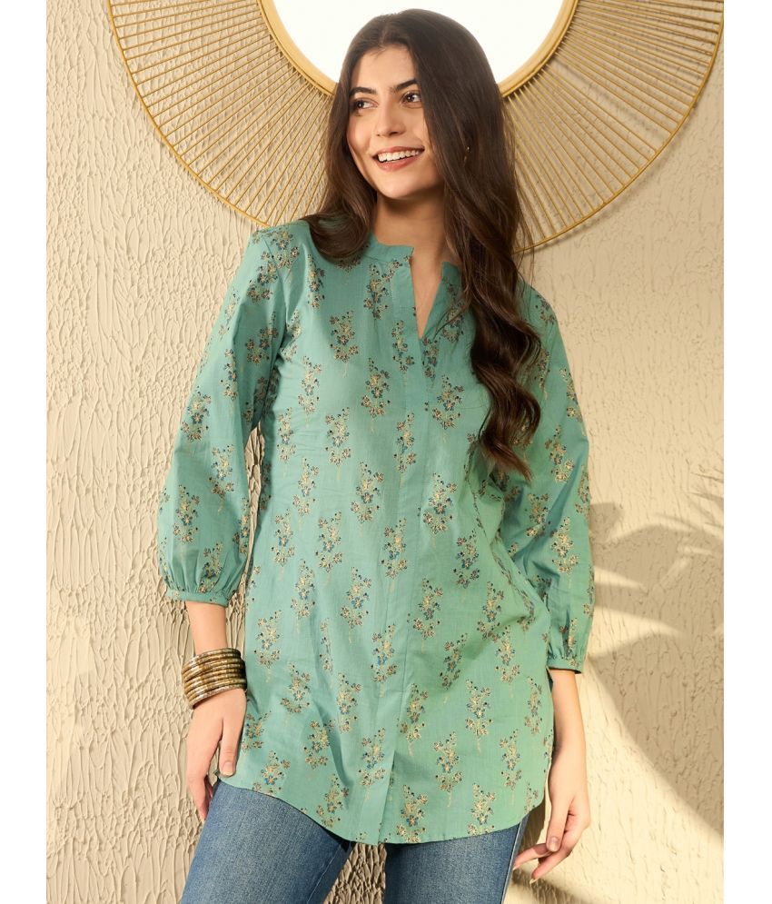     			Vaamsi Green Cotton Women's Tunic ( Pack of 1 )