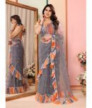 Rangita Net Embellished Saree With Blouse Piece - Grey ( Pack of 1 )