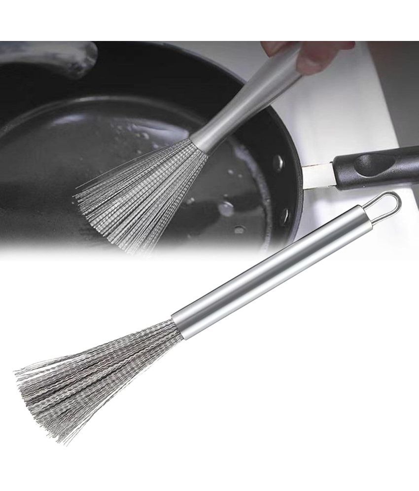     			Bhavyta Silver Stainless Steel Dishwashing Cleaning Brush Steel Wool Scrubber ( Set of 1 )