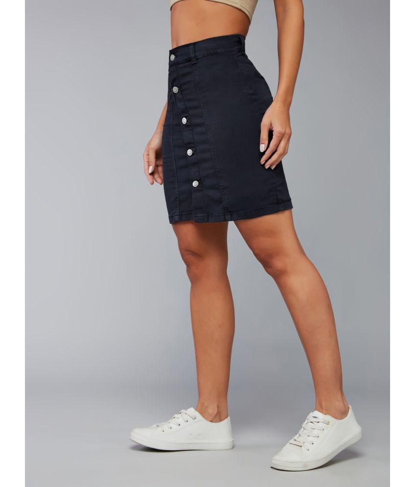     			Dolce Crudo Navy Denim Women's Asymmetrical Skirt ( Pack of 1 )