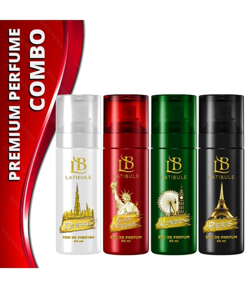     			Latibule Long Lasting Perfume Body Spray For Men And Women 60 Ml Each (Pack Of 4)