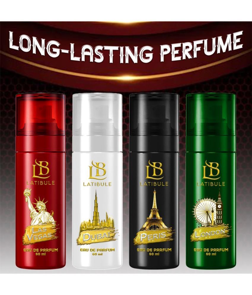     			Latibule Long Lasting Perfume Body Spray For Men And Women 60 Ml Each (Pack Of 4)