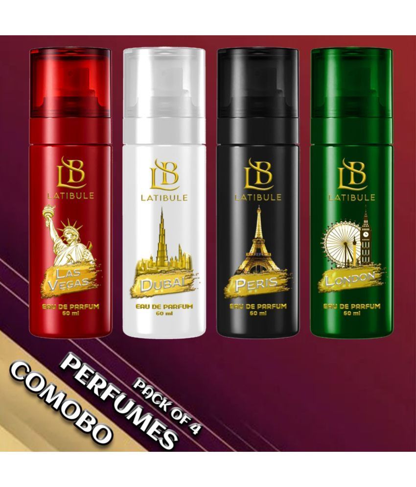     			Latibule Long Lasting Perfume Body Spray For Men And Women 60 Ml Each (Pack Of 4)