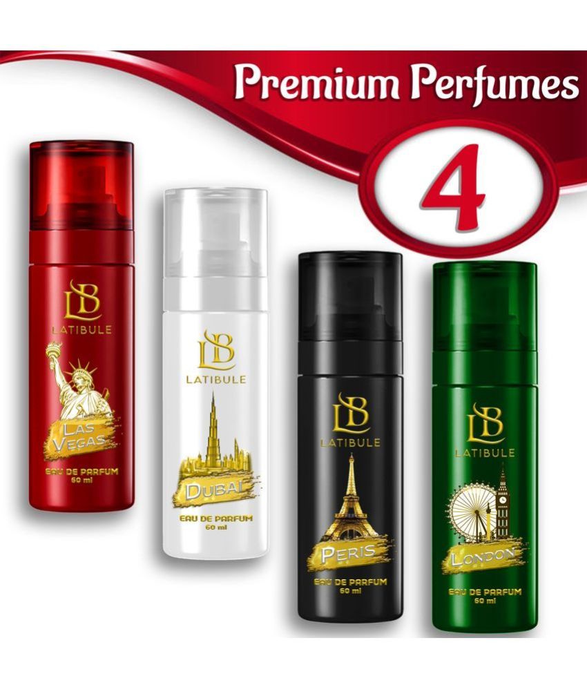     			Latibule Long Lasting Perfume Body Spray For Men And Women 60 Ml Each (Pack Of 4)