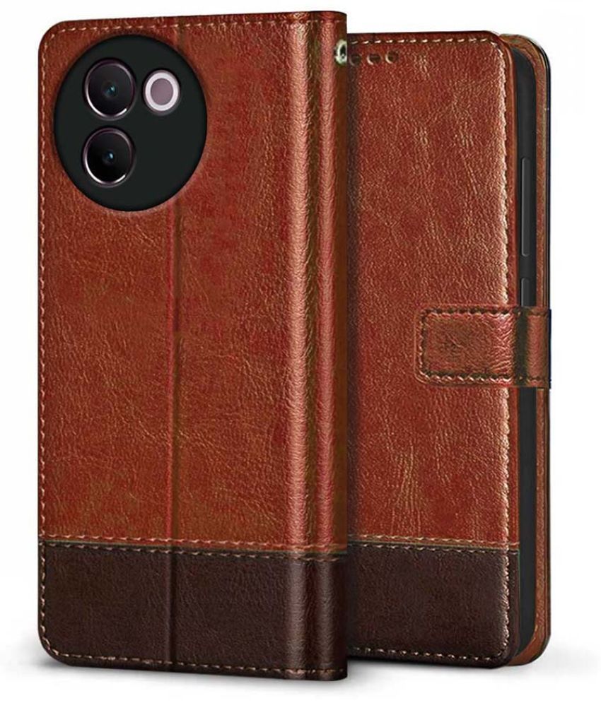     			NBOX Brown Flip Cover Leather Compatible For Vivo V30e 5G ( Pack of 1 )