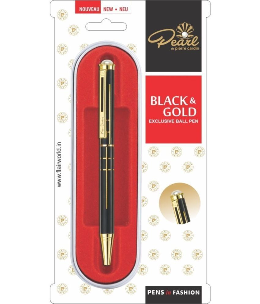     			Pierre Cardin Pearl Black & Gold Premium Ball Pen With Twist Mechanism - Elegant Black & Gold Finish Body & Pearl Studded On Top