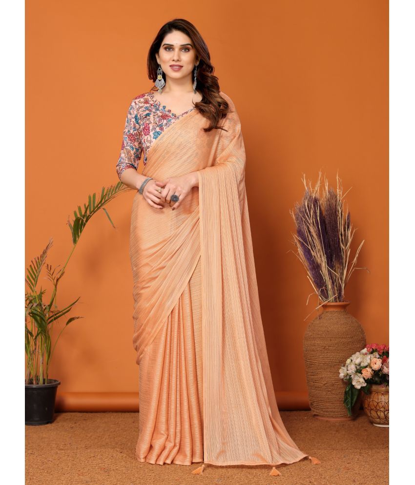     			Rangita Chiffon Solid Saree With Blouse Piece - Peach ( Pack of 1 )