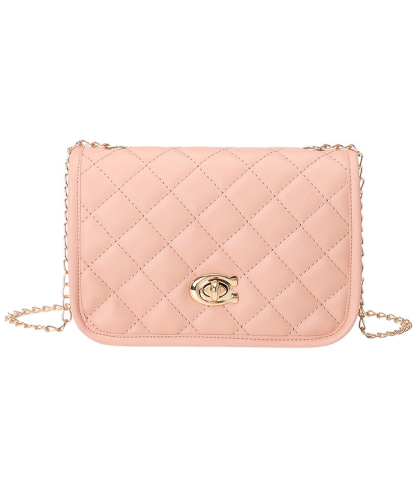     			Santorini Pink Faux Leather Sling Bag