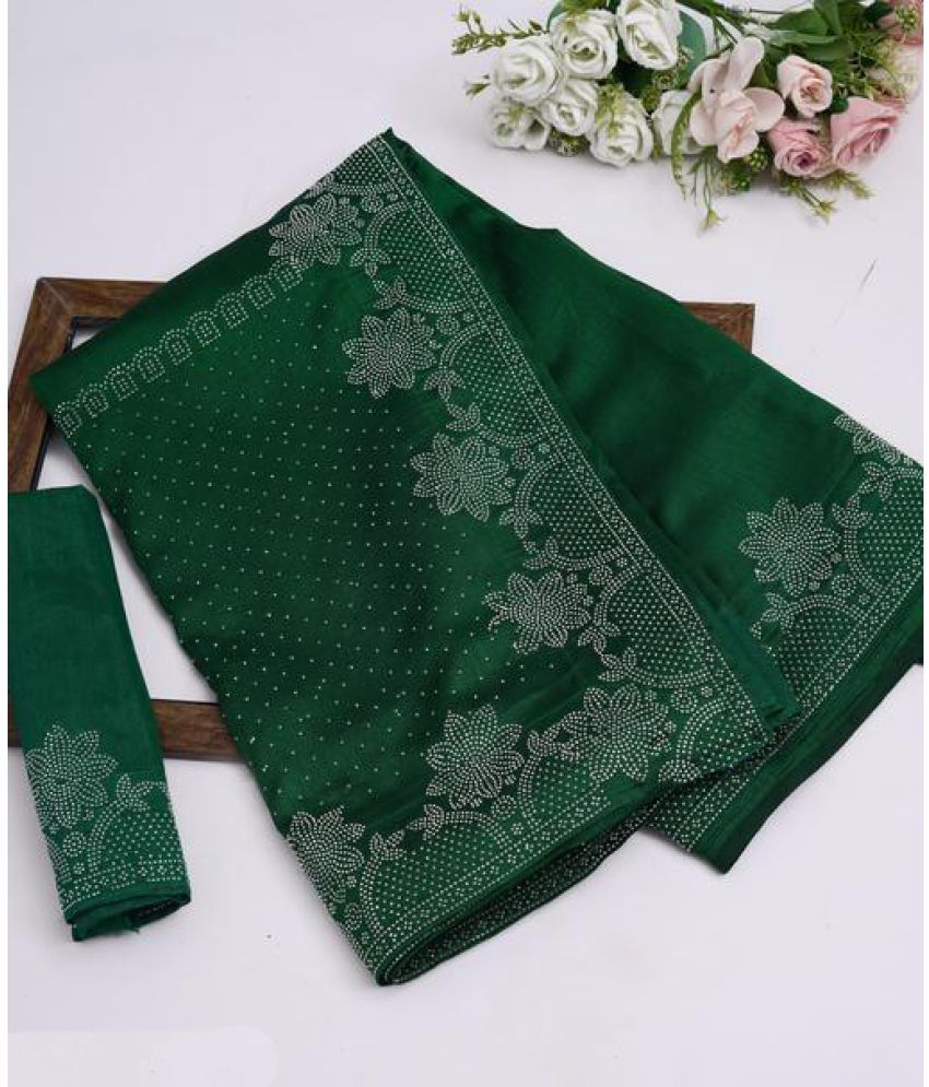     			Shivadit ethnic Chiffon Embellished Saree With Blouse Piece - Green ( Pack of 1 )