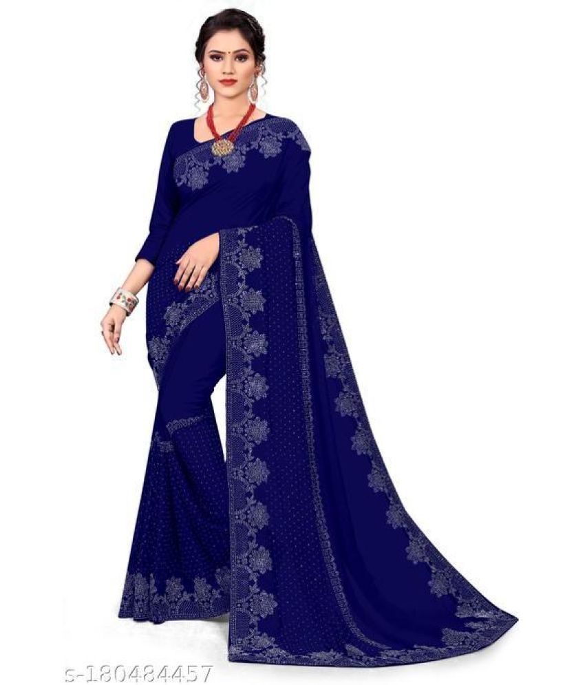     			Shivadit ethnic Georgette Woven Saree With Blouse Piece - Blue ( Pack of 1 )