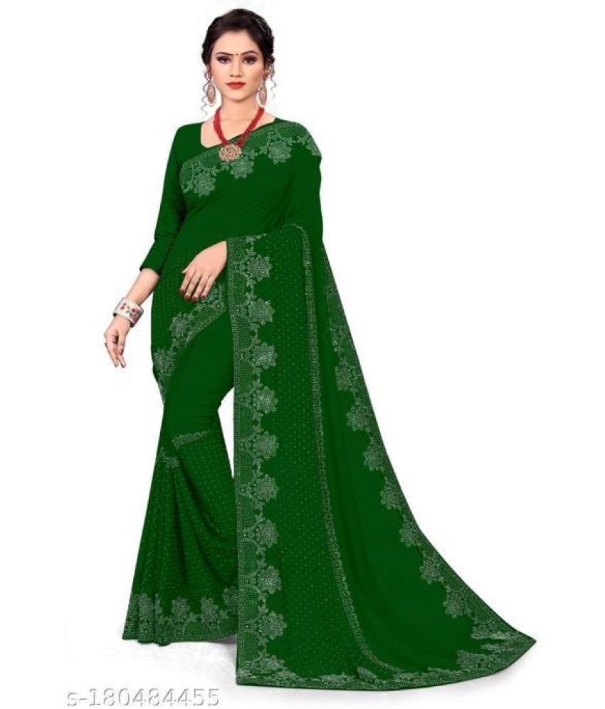     			Shivadit ethnic Georgette Woven Saree With Blouse Piece - Green ( Pack of 1 )