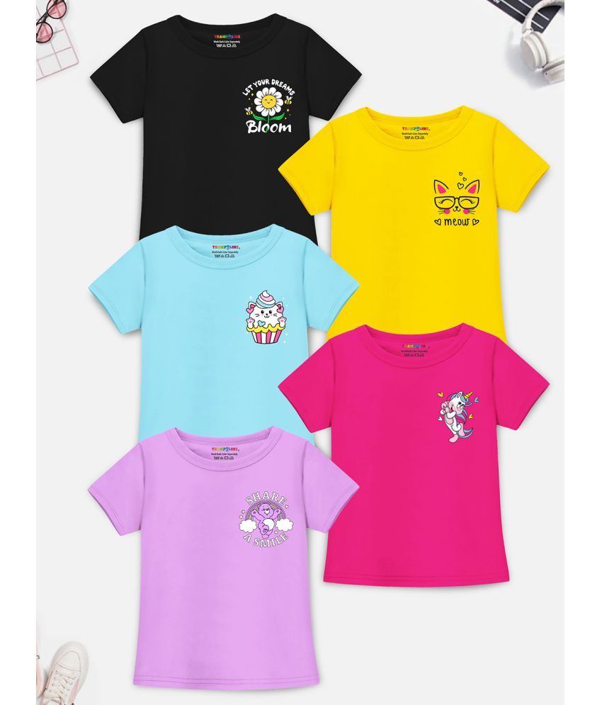     			Trampoline Multi Cotton Blend Girls T-Shirt ( Pack of 5 )