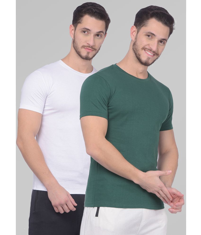     			Zeal G Cotton Slim Fit Solid Half Sleeves Men's T-Shirt - Ecru White ( Pack of 2 )