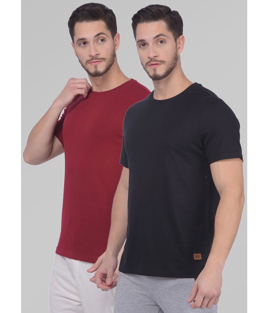     			Zeal G Cotton Slim Fit Solid Half Sleeves Men's T-Shirt - Black ( Pack of 2 )