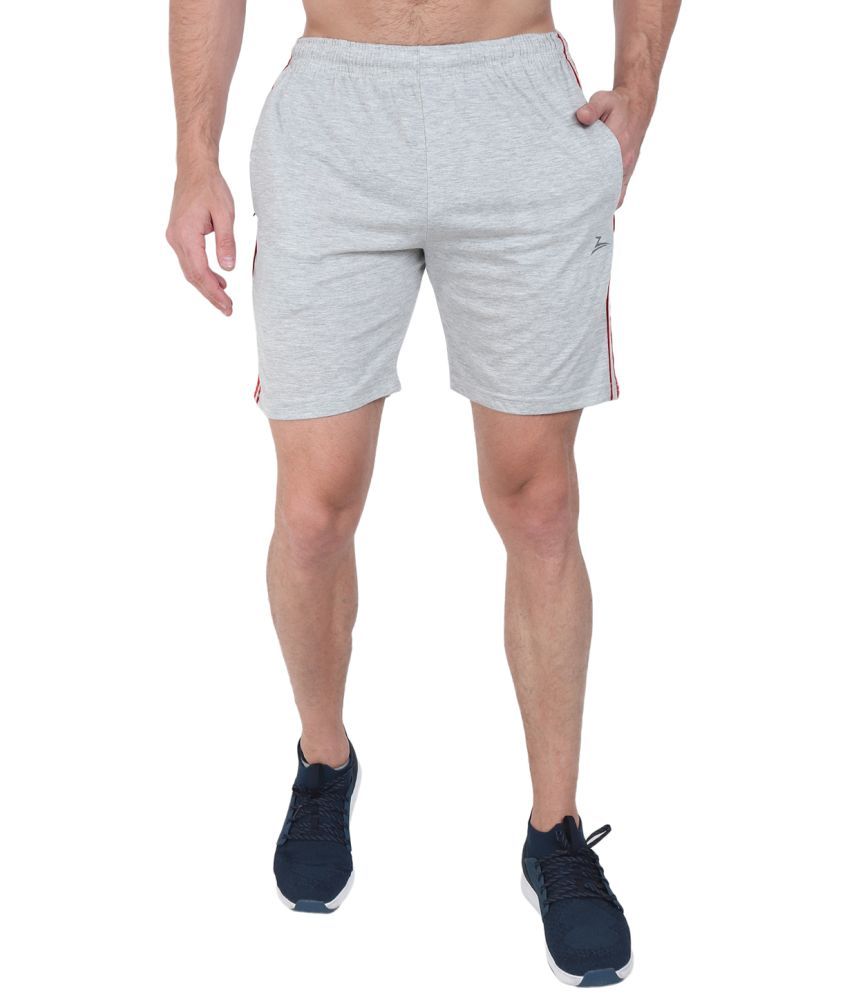     			Zeffit Grey Cotton Blend Men's Running Shorts ( Pack of 1 )