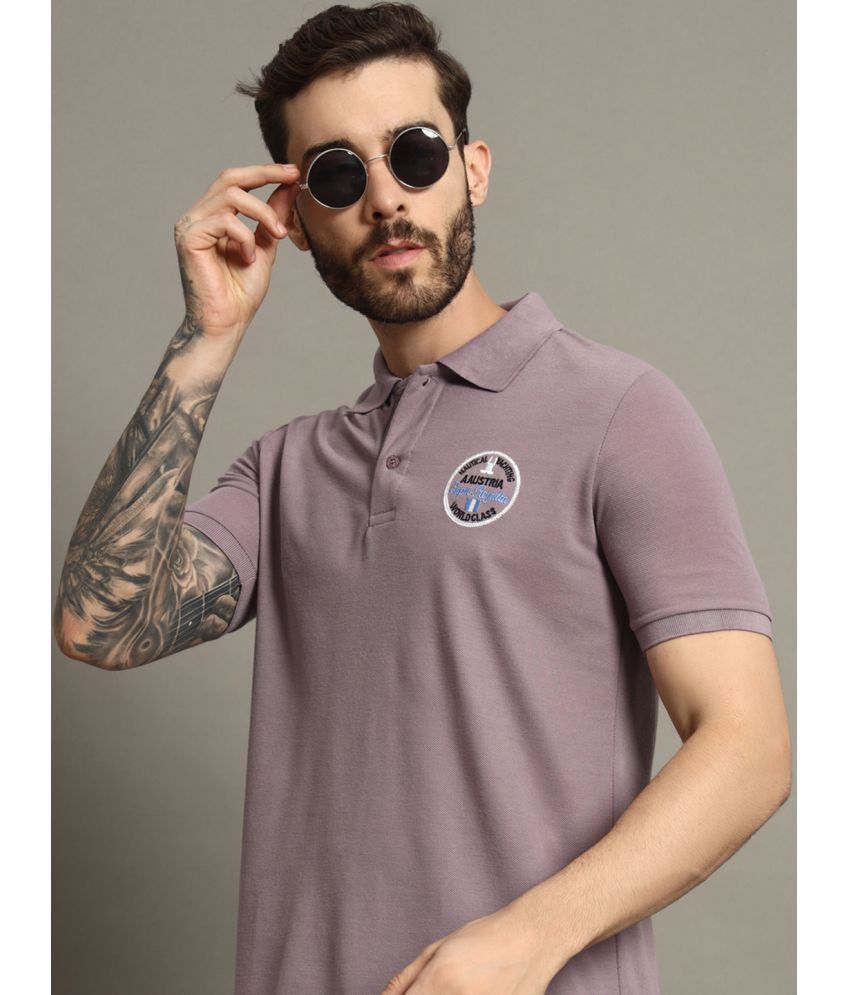     			AAUSTRIA Cotton Blend Regular Fit Embroidered Half Sleeves Men's Polo T Shirt - Purple ( Pack of 1 )