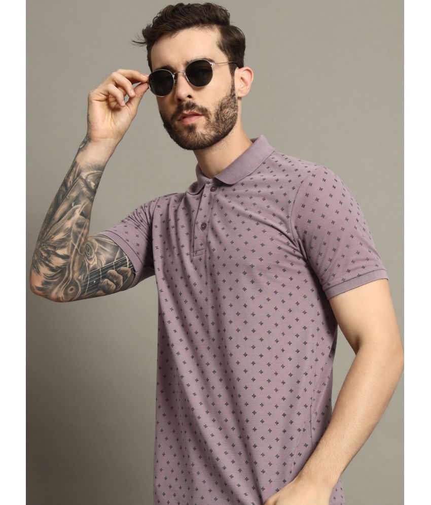     			AAUSTRIA Cotton Blend Regular Fit Printed Half Sleeves Men's Polo T Shirt - Purple ( Pack of 1 )