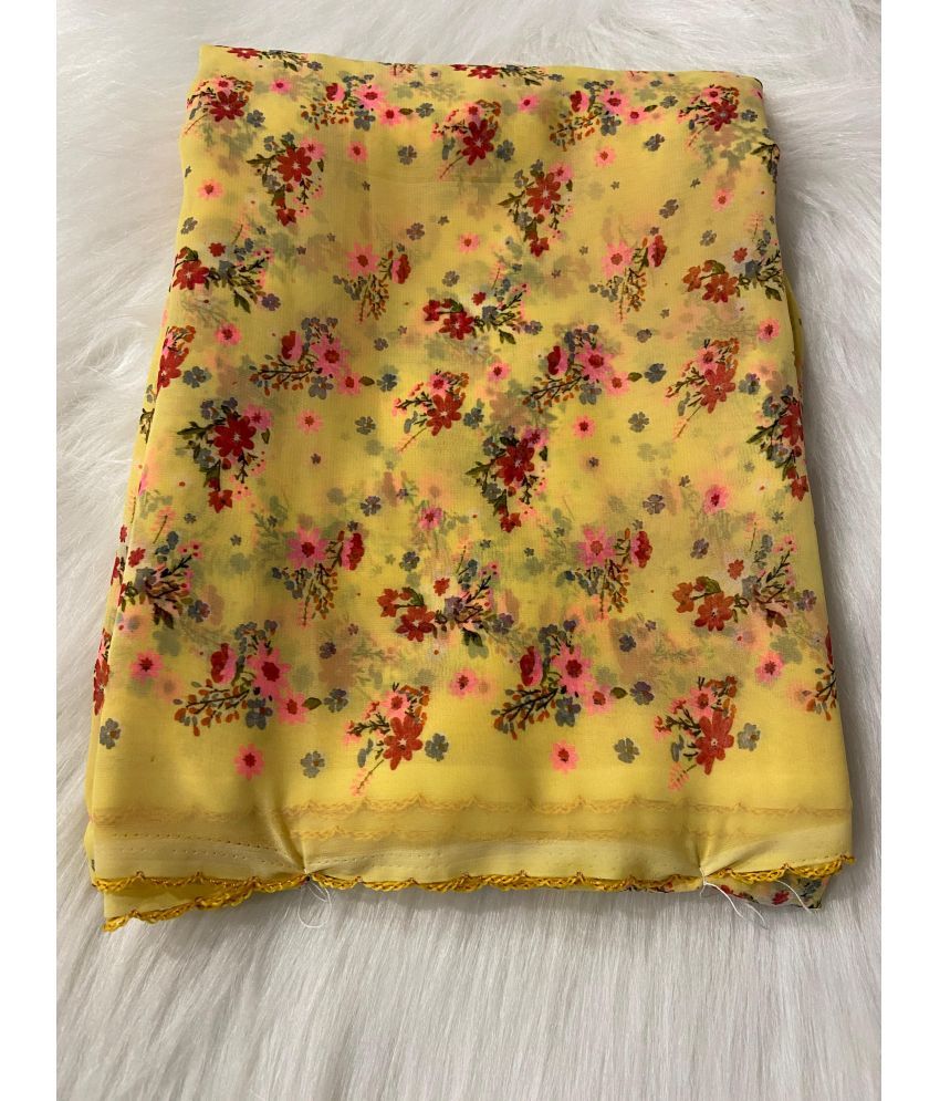     			BHAVIKA SILK MILLS Georgette Printed Saree With Blouse Piece - Yellow ( Pack of 1 )