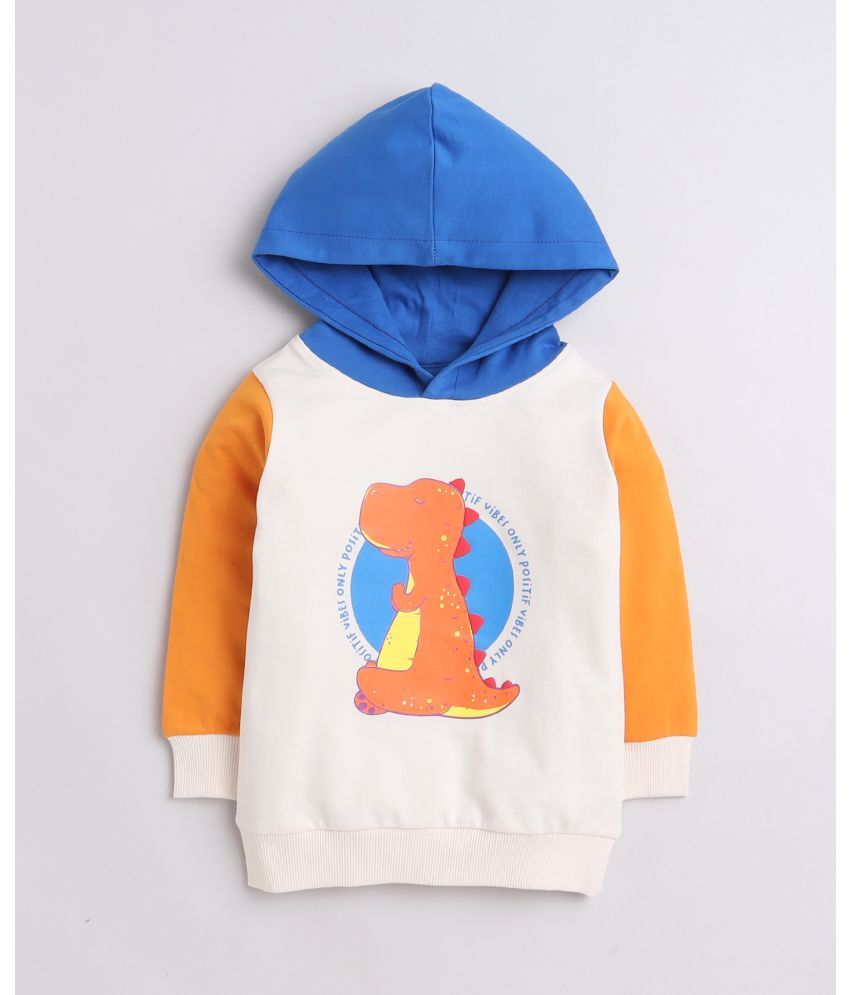     			BUMZEE Beige & Orange Boys Full Sleeves Cotton Hooded Sweatshirt Age - 18-24 Months