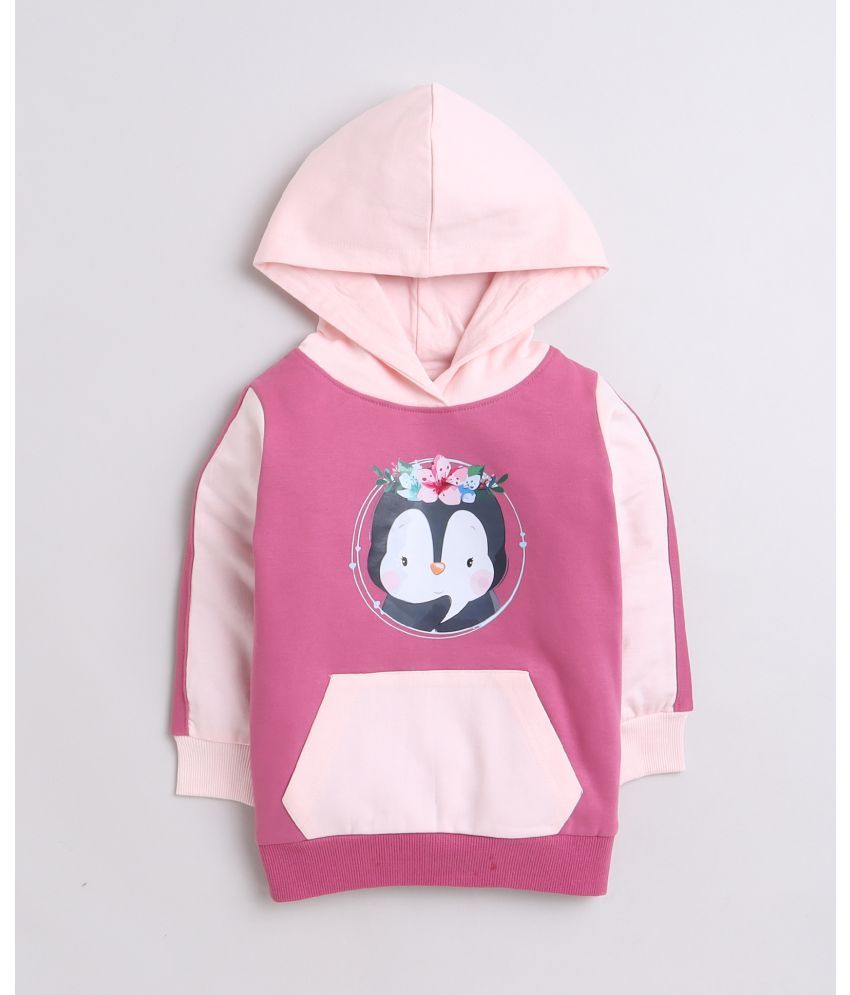     			BUMZEE Mauve & Pink Girls Full Sleeves Cotton Hooded Sweatshirt Age - 18-24 Months