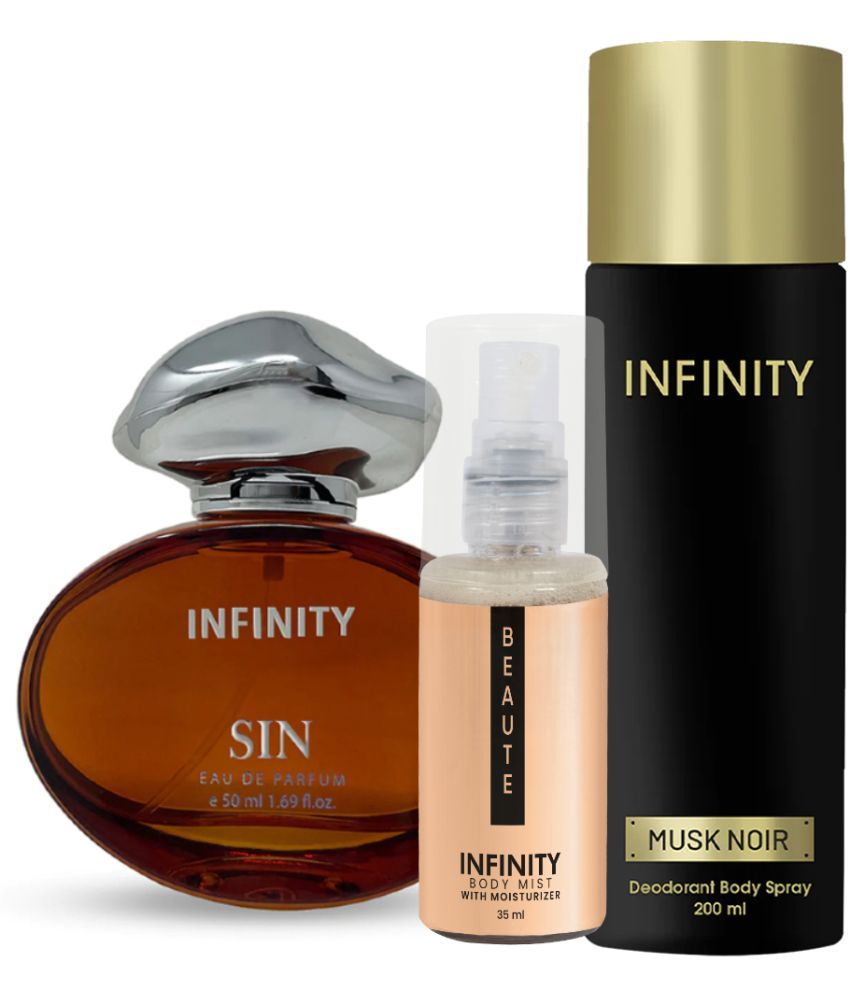     			CFS Sin EDP Perfume 50ml, Musk Noir Deo Body Spray 200ml, Beaute Body Mist 35ml Long Lasting Perfume Pack of 3