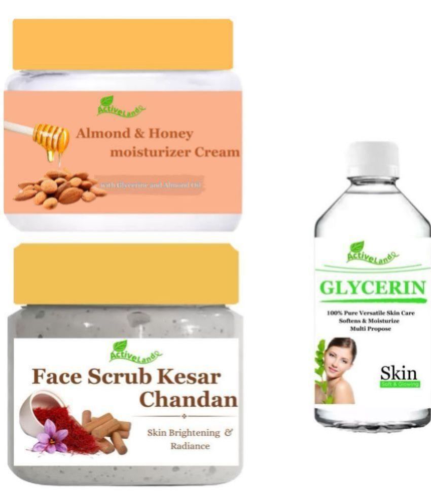     			Honey Almond cream and kesar chandan scrub and glycerine for skin 100ml each