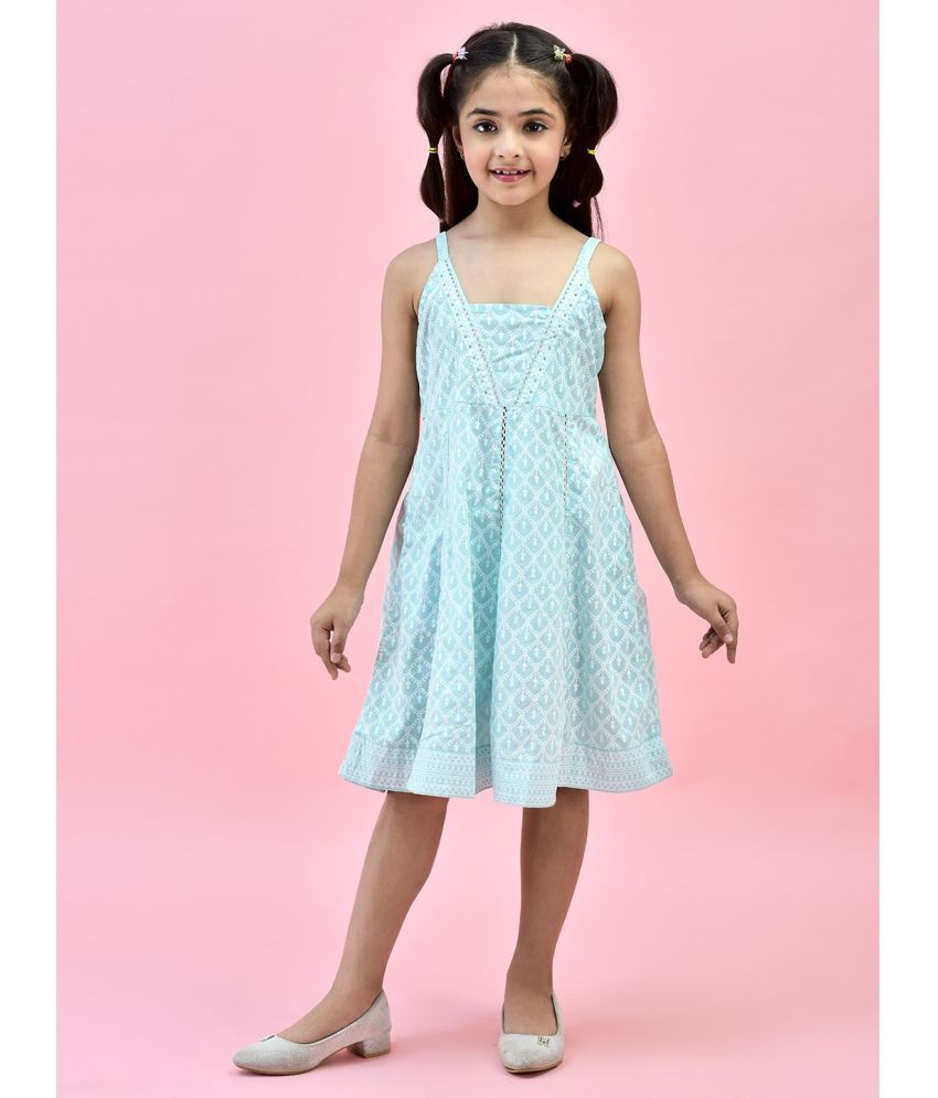     			Juniper Blue Cotton Girls Fit And Flare Dress ( Pack of 1 )