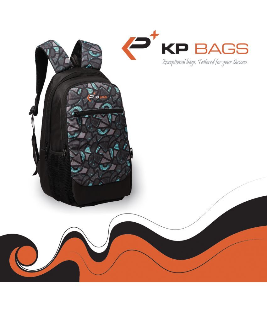     			KP Black Polyester Backpack ( 30 Ltrs )