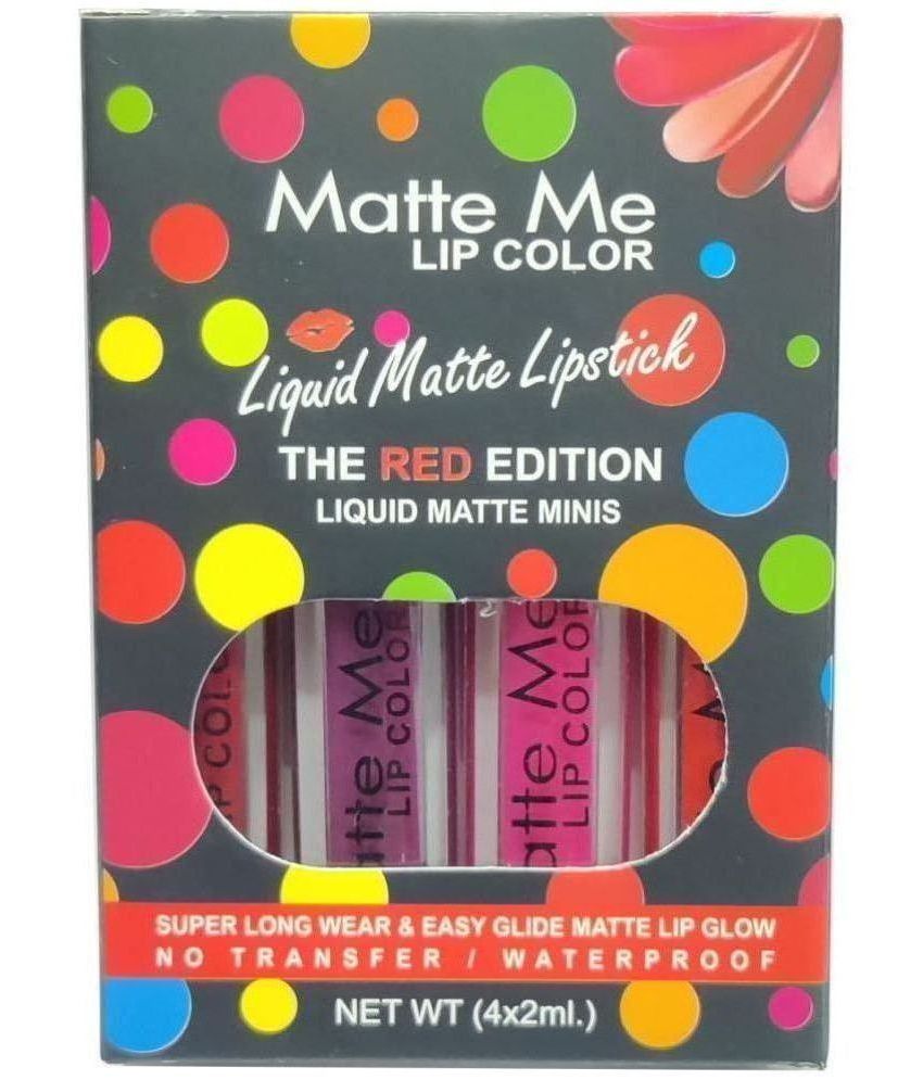     			Lenon Red Matte Lipstick Matte Me Lip color Red Edition, Matte Minis 4x2ml