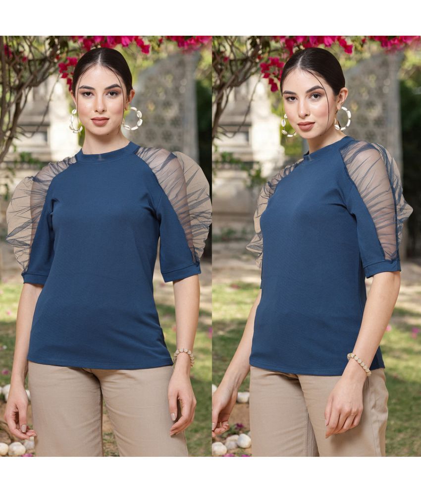     			MISS AYSE Blue Cotton Blend Women's A-Line Top ( Pack of 1 )