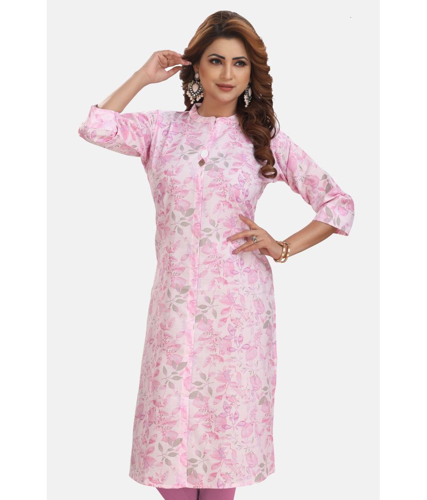     			Meher Impex Cotton Printed Straight Women's Kurti - Pink ( Pack of 1 )