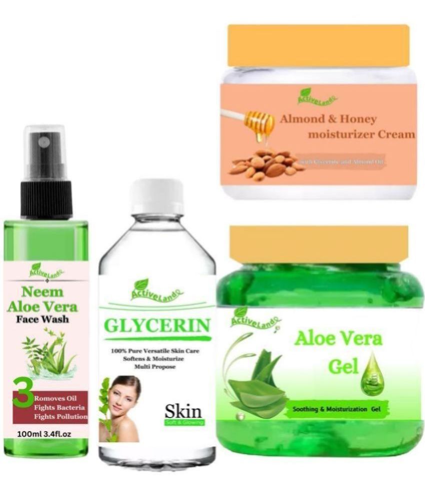     			Neem Alovera face wash and alovera gel and glycerine and cream for skin 100ml each for  face