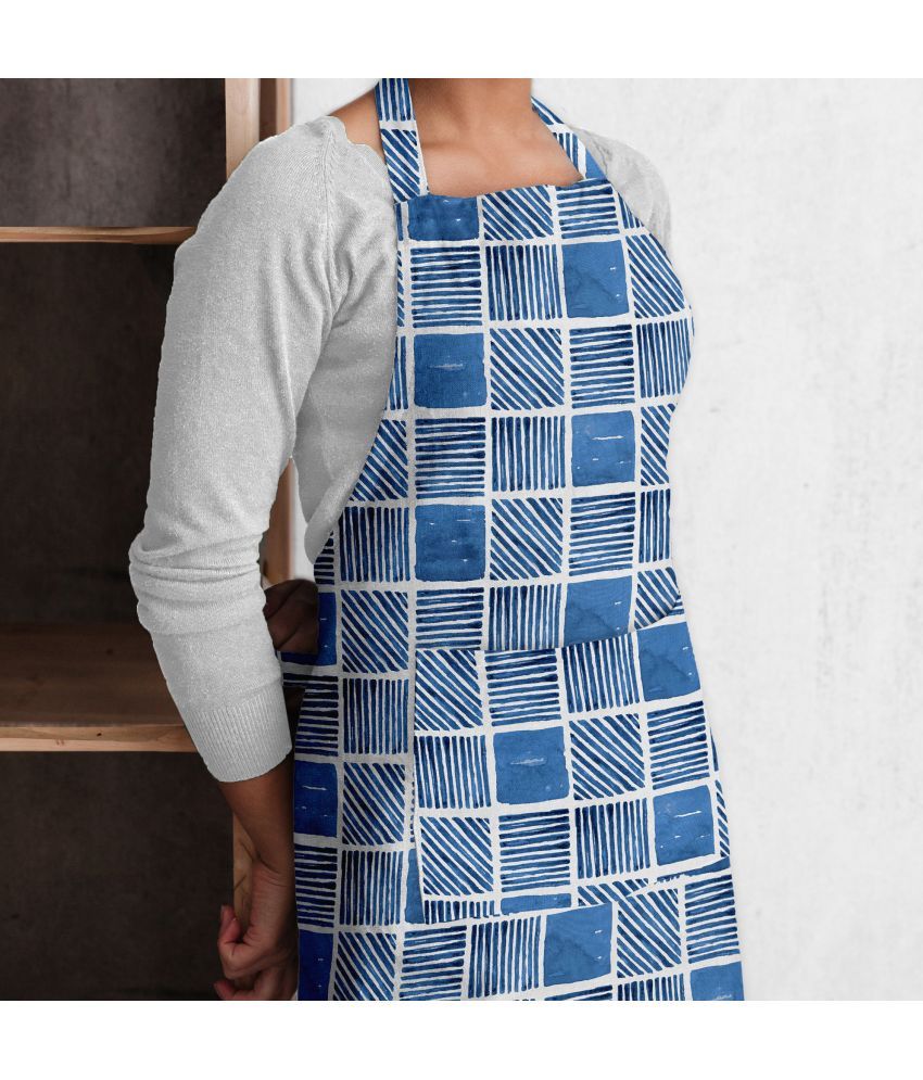     			Oasis Hometex Cotton Blend Checks Kitchen Apron with 1 Center Pocket ( Pack of 1 )