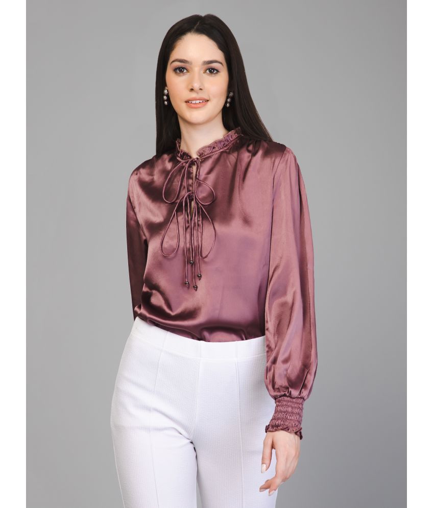     			Purys Wine Satin Women's Regular Top ( Pack of 1 )