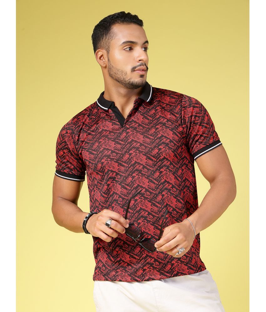     			Rigo Polyester Slim Fit Printed Half Sleeves Men's Polo T Shirt - Maroon ( Pack of 1 )