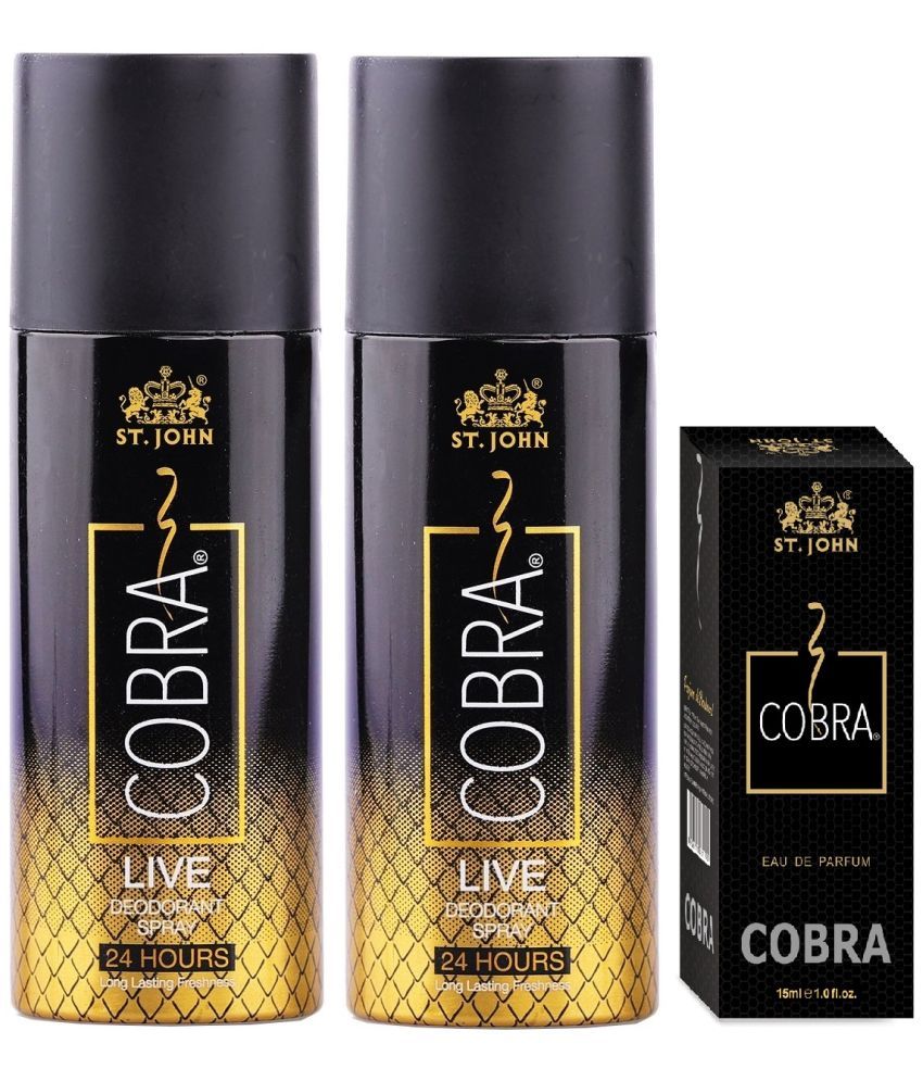     			Vi-John Cobra Deodorant Live 150ml*2 & 15ml Deodorant Spray & Perfume for Men 150 ml ( Pack of 3 )