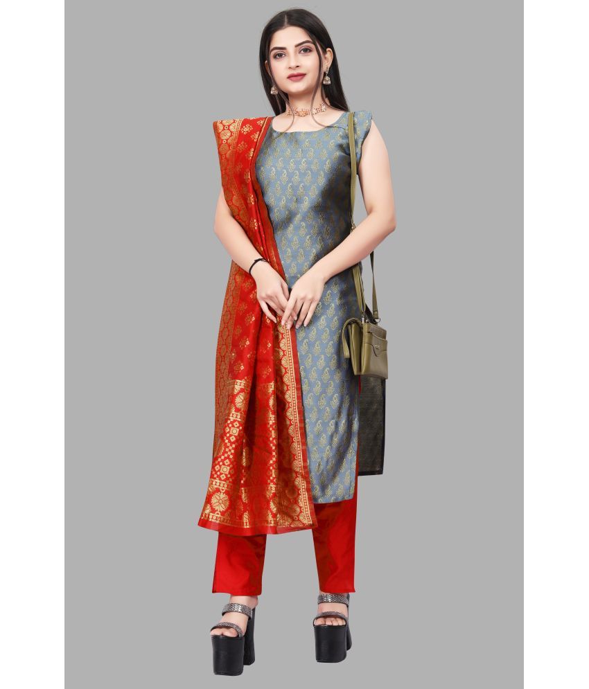     			sukhnath creation Banarasi Embellished Kurti With Pants Women's Stitched Salwar Suit - Grey ( Pack of 1 )