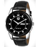 Om Collection Black Leather Analog Men's Watch