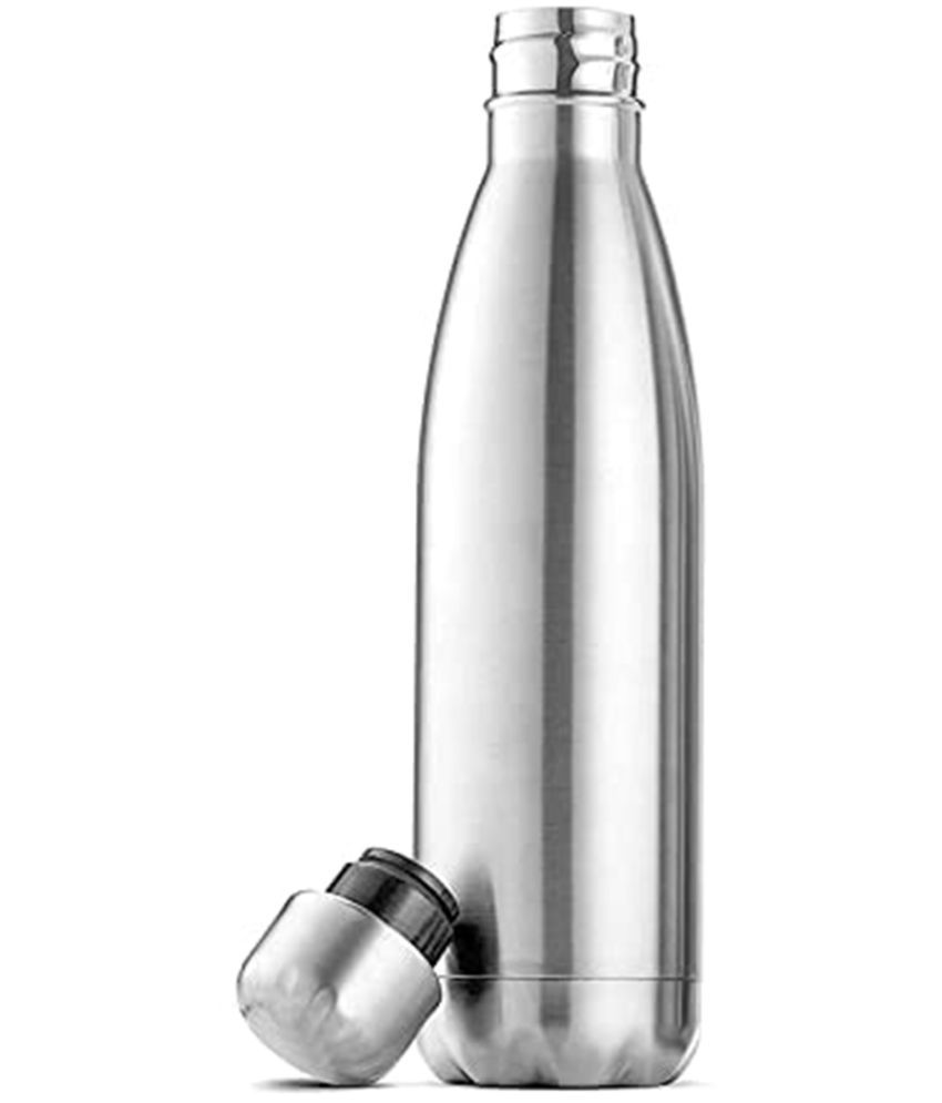     			ATIPRIYA Silver Stainless Steel Water Bottle 500 mL ( Set of 1 )