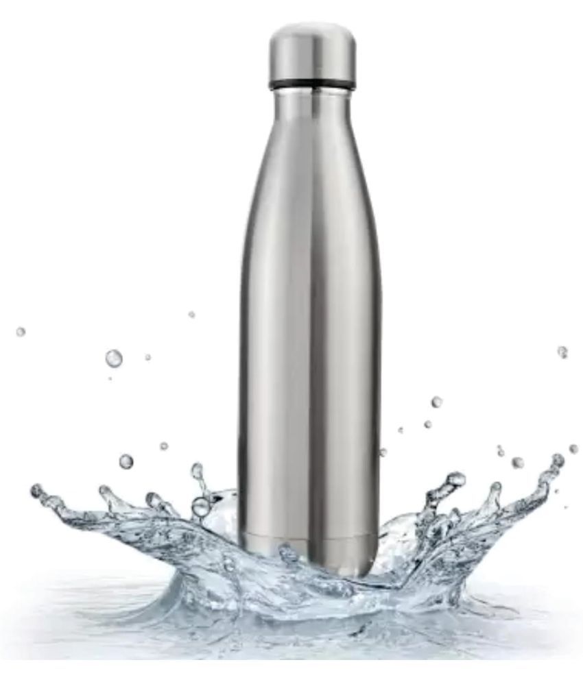     			ATIPRIYA Silver Stainless Steel Water Bottle 500 mL ( Set of 1 )