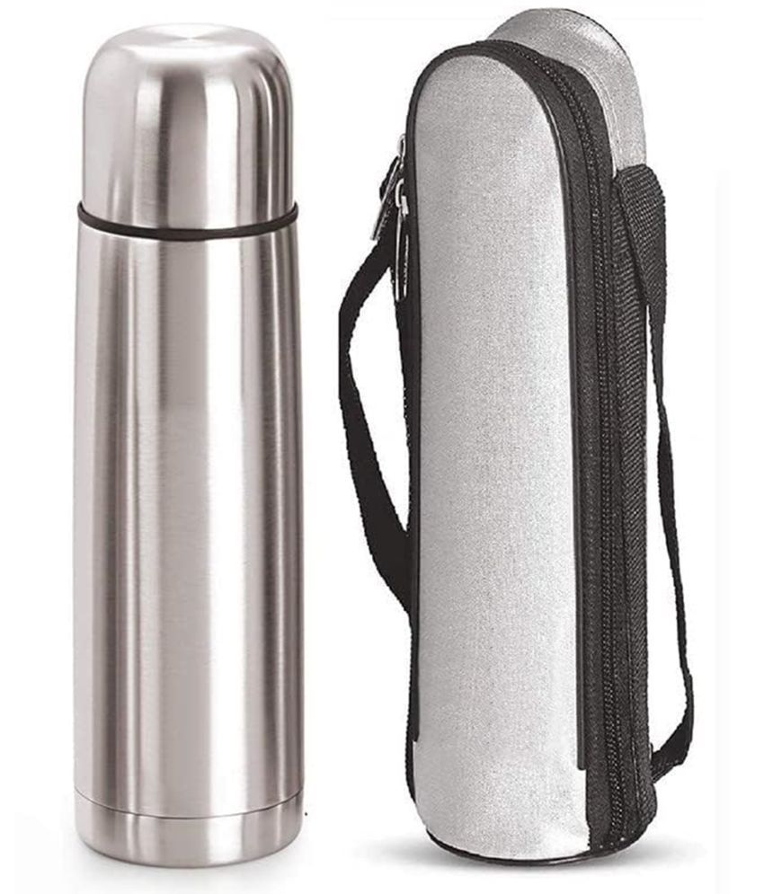     			ATIPRIYA Silver Stainless Steel Water Bottle 500 mL ( Set of 1 )