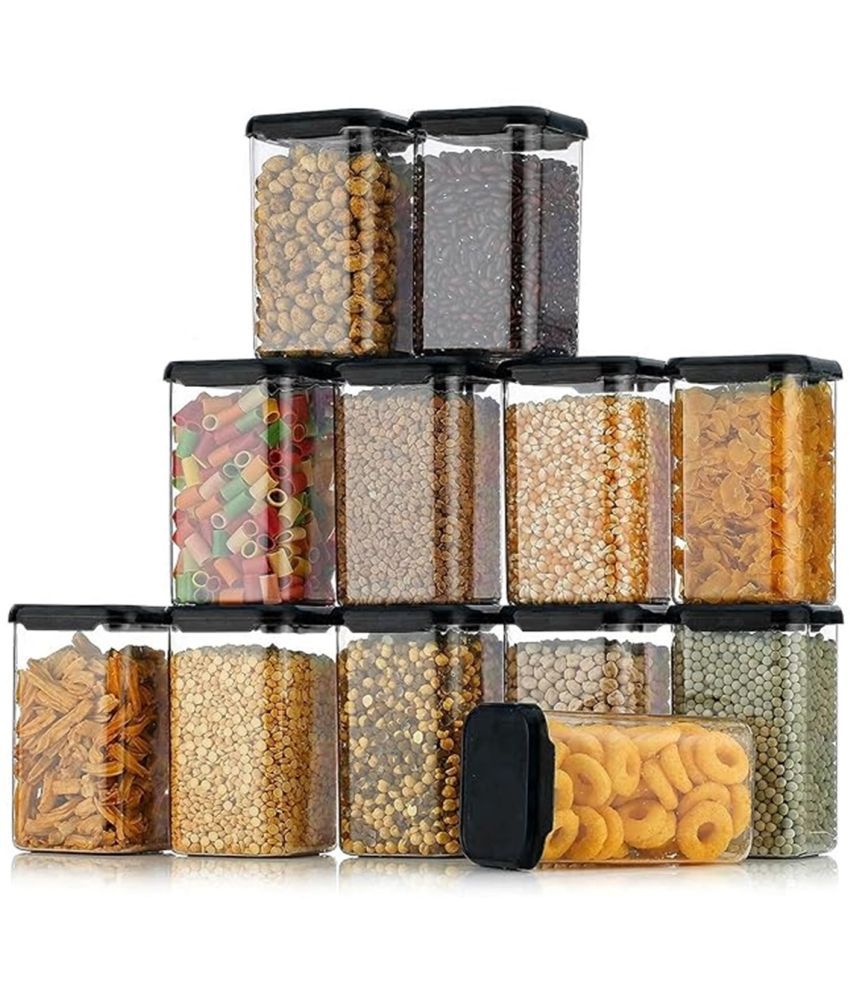     			Dark Sun Kitchenware Food/Pasta/Grocery Plastic Black Dal Container ( Set of 12 )