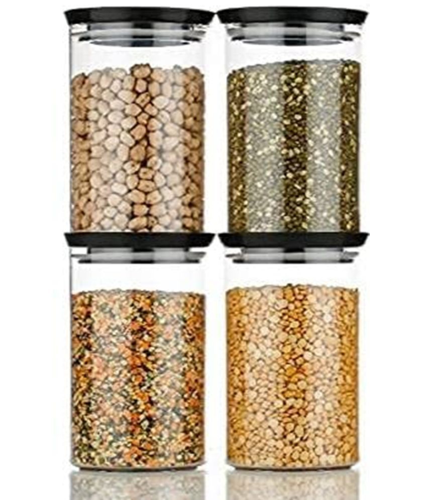     			Dark Sun Kitchenware Food/Pasta/Grocery PET Black Dal Container ( Set of 4 )