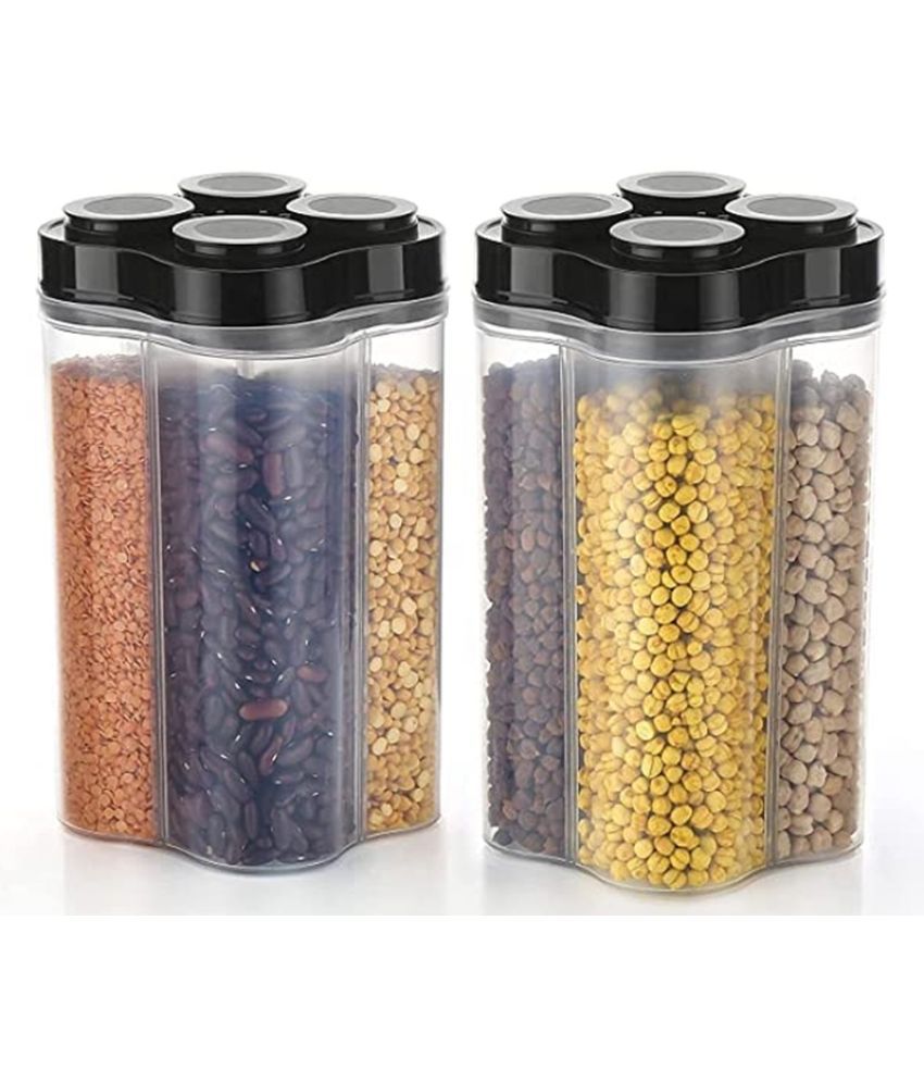     			Dark Sun Kitchenware Pulse/Grocery/Cereal Polyproplene Black Dal Container ( Set of 2 )