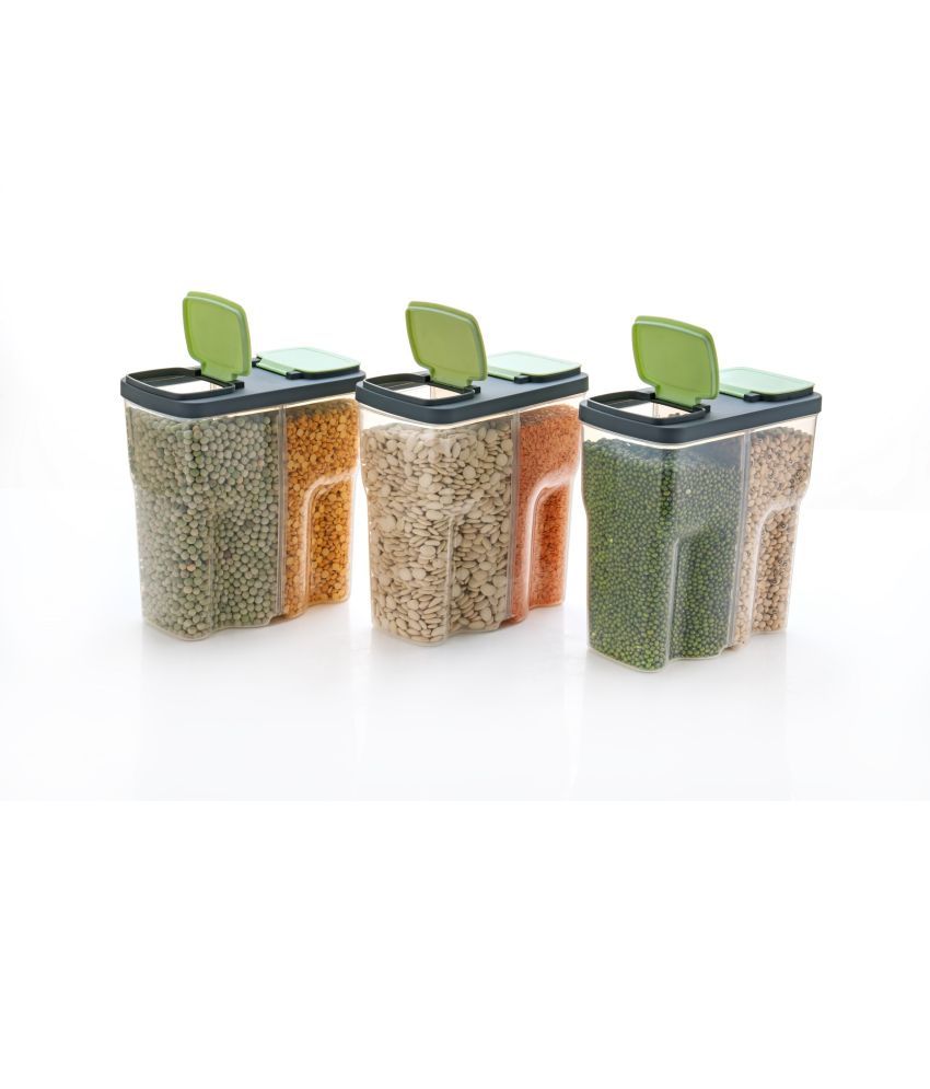     			Dark Sun Kitchenware Pulse/Masala/Grocery Plastic Green Dal Container ( Set of 3 )